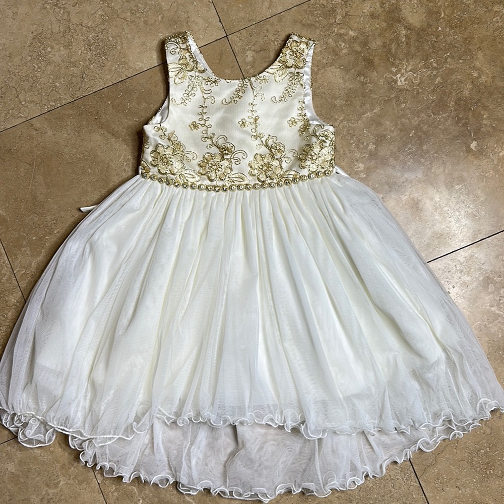 Girls Gold and Cream formal dress - size 6X